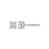 14k White Gold Diamond Stud Earrings with Round Cut Lab Grown Stones, Solitaire Design