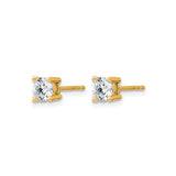 14k Yellow Gold Stud Earrings, Round Cut Clear Gemstone, Classic Four Prong Setting