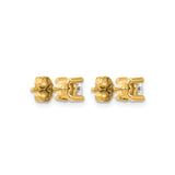 14k Yellow Gold Stud Earrings, Round Cut Clear Gemstone, Classic Four Prong Setting