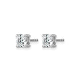 14k White Gold Solitaire Stud Earrings with Round Clear Gemstone, Classic Timeless Design