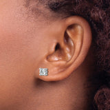 10k White Gold Solitaire Stud Earrings with Round Diamond in Four-Prong Setting for Women