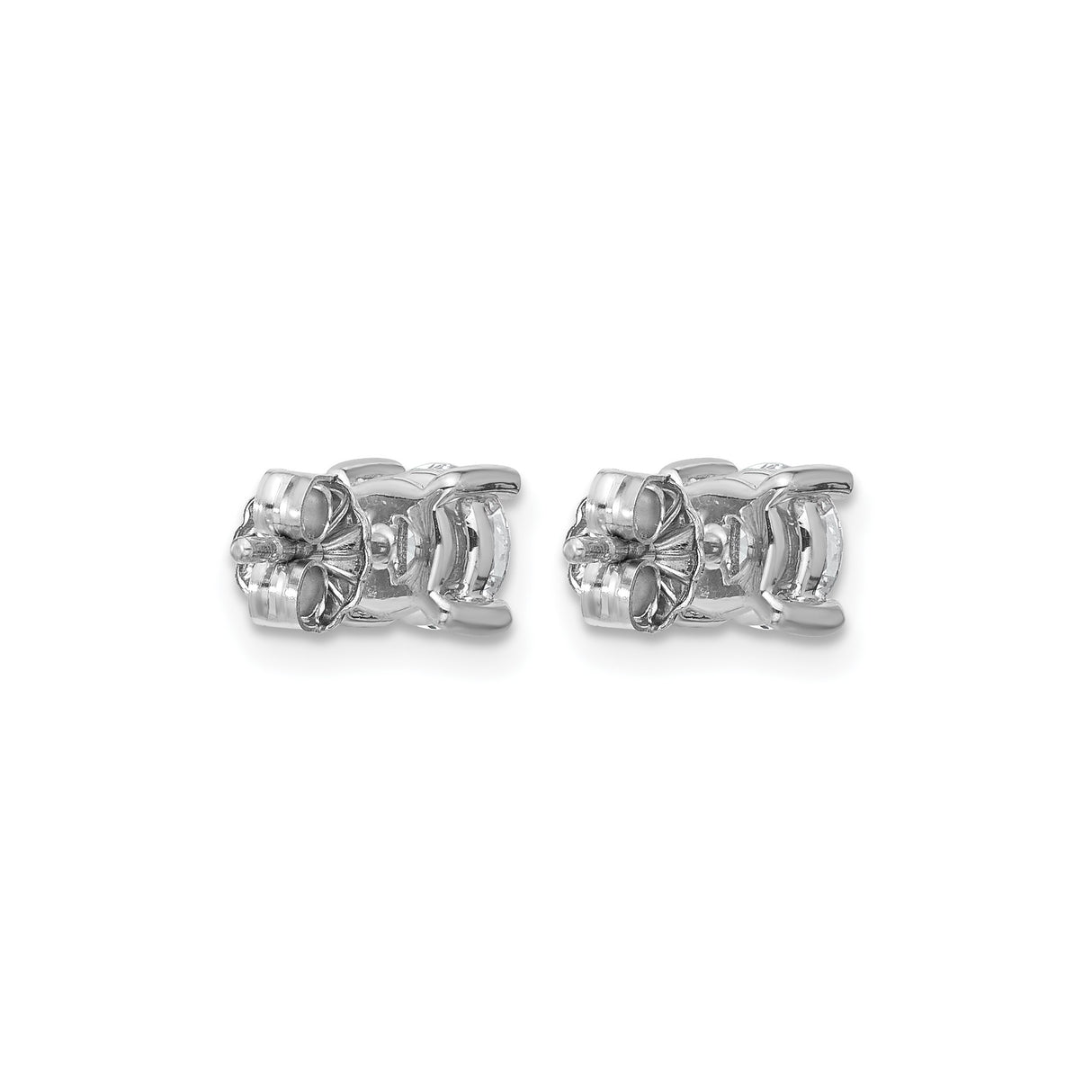 10k White Gold Solitaire Stud Earrings with Round Diamond in Four-Prong Setting for Women