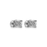 10k White Gold Solitaire Stud Earrings with Round Diamond in Four-Prong Setting for Women
