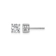 10k White Gold Solitaire Stud Earrings with Round Diamond in Four-Prong Setting for Women