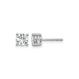 10k White Gold Solitaire Stud Earrings with Round Diamond in Four-Prong Setting for Women