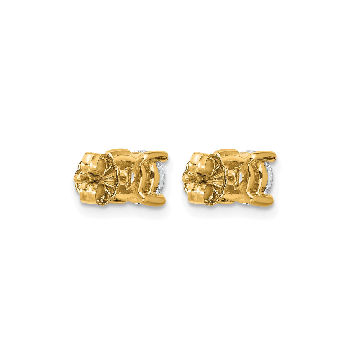 10k Yellow Gold Stud Earrings with Cubic Zirconia, Classic 4-Prong Solitaire Design