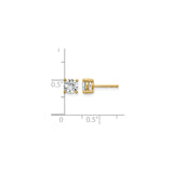 10k Yellow Gold Stud Earrings with Cubic Zirconia, Classic 4-Prong Solitaire Design