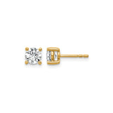 14k Yellow Gold Stud Earrings with Round Cut Clear Gemstones in Four Prong Setting