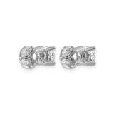 14k White Gold Stud Earrings with Lab Grown Round Diamond Solitaire, Four Prong Setting