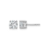 14k White Gold Stud Earrings with Lab Grown Round Diamond Solitaire, Four Prong Setting
