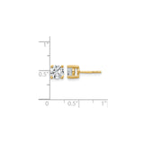 14k Yellow Gold Diamond Stud Earrings, Round Cut Lab Grown Solitaire, Four Prong Minimalist Design