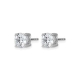 14k White Gold Diamond Stud Earrings, Round Solitaire, Four-Prong Setting, Push-Backs