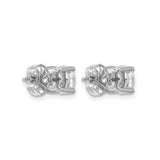 14k White Gold Diamond Stud Earrings, Round Solitaire, Four-Prong Setting, Push-Backs