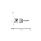 14k White Gold Diamond Stud Earrings, Round Solitaire, Four-Prong Setting, Push-Backs
