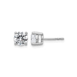 14k White Gold Diamond Stud Earrings, Round Solitaire, Four-Prong Setting, Push-Backs
