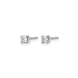 14k White Gold Diamond Stud Earrings, Solitaire Round Lab Grown, Four Prong Screw Back