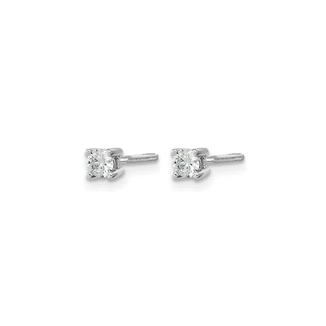 14k White Gold Diamond Stud Earrings, Solitaire Round Lab Grown, Four Prong Screw Back