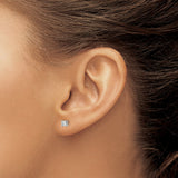 14k White Gold Diamond Stud Earrings, Solitaire Round Lab Grown, Four Prong Screw Back