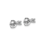 14k White Gold Diamond Stud Earrings, Solitaire Round Lab Grown, Four Prong Screw Back