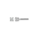 14k White Gold Diamond Stud Earrings, Solitaire Round Lab Grown, Four Prong Screw Back