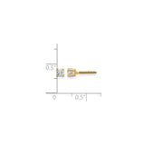 14k Yellow Gold Stud Earrings with Round Cut Clear Gemstones, Four Prong Screwback Design