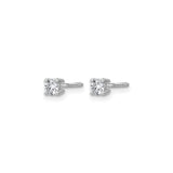 14k White Gold Diamond Stud Earrings, Round Cut Solitaire, Classic Four Prong Setting
