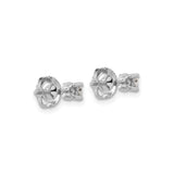 14k White Gold Diamond Stud Earrings, Round Cut Solitaire, Classic Four Prong Setting