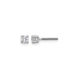14k White Gold Diamond Stud Earrings, Round Cut Solitaire, Classic Four Prong Setting