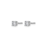 14k White Gold Diamond Stud Earrings with Round Lab Grown Diamonds, Four Prong Solitaire Setting