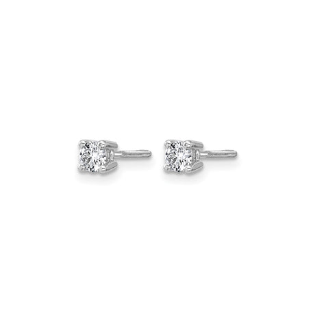 14k White Gold Diamond Stud Earrings with Round Lab Grown Diamonds, Four Prong Solitaire Setting