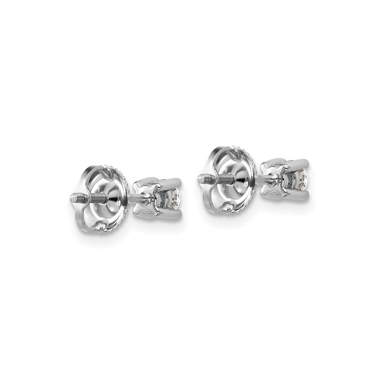 14k White Gold Diamond Stud Earrings with Round Lab Grown Diamonds, Four Prong Solitaire Setting