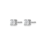 14k White Gold Diamond Stud Earrings with Lab Grown Round Diamonds, Screw Back, Classic Design