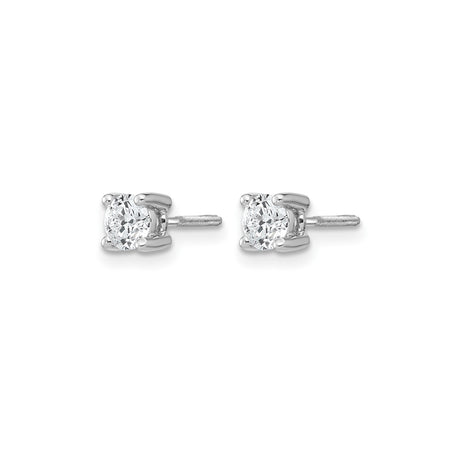 14k White Gold Diamond Stud Earrings with Lab Grown Round Diamonds, Screw Back, Classic Design