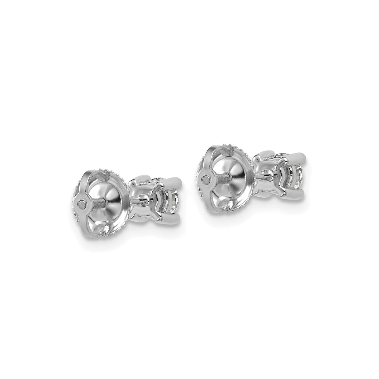 14k White Gold Diamond Stud Earrings with Lab Grown Round Diamonds, Screw Back, Classic Design