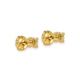 14k Yellow Gold Stud Earrings with Round Cut Lab Diamond Solitaire, Four Prong Screwback Design