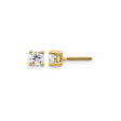 14k Yellow Gold Stud Earrings with Round Cut Lab Diamond Solitaire, Four Prong Screwback Design
