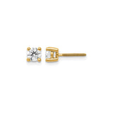 14k Yellow Gold Stud Earrings with Round Cut Lab Diamond Solitaire, Four Prong Screwback Design