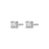 14k White Gold Diamond Stud Earrings with Round Lab Created Diamonds, Solitaire, Screw Back