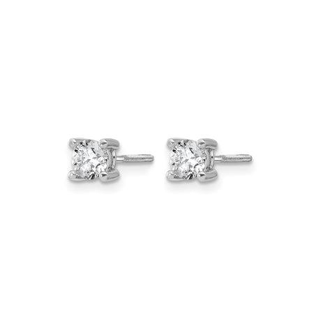 14k White Gold Diamond Stud Earrings with Round Lab Created Diamonds, Solitaire, Screw Back
