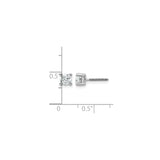 14k White Gold Diamond Stud Earrings with Round Lab Created Diamonds, Solitaire, Screw Back