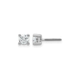14k White Gold Diamond Stud Earrings with Round Lab Created Diamonds, Solitaire, Screw Back