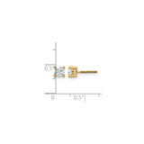 14k Yellow Gold Solitaire Stud Earrings with Round Cut White Lab Diamond, Screwback Design
