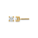 14k Yellow Gold Solitaire Stud Earrings with Round Cut White Lab Diamond, Screwback Design
