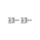 14k White Gold Stud Earrings with Round Brilliant Cut Gemstone, Four Prong Setting, Push Back