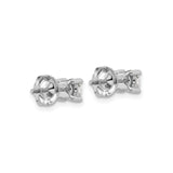14k White Gold Stud Earrings with Round Brilliant Cut Gemstone, Four Prong Setting, Push Back