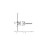 14k White Gold Stud Earrings with Round Brilliant Cut Gemstone, Four Prong Setting, Push Back