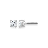 14k White Gold Stud Earrings with Round Brilliant Cut Gemstone, Four Prong Setting, Push Back