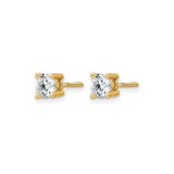 14k Yellow Gold Solitaire Stud Earrings with Round-Cut Clear Stones, Screw Back
