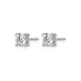 14k White Gold Diamond Stud Earrings, Round Cut Solitaire with Screw Back, Classic Four Prong Setting