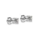 14k White Gold Diamond Stud Earrings, Round Cut Solitaire with Screw Back, Classic Four Prong Setting